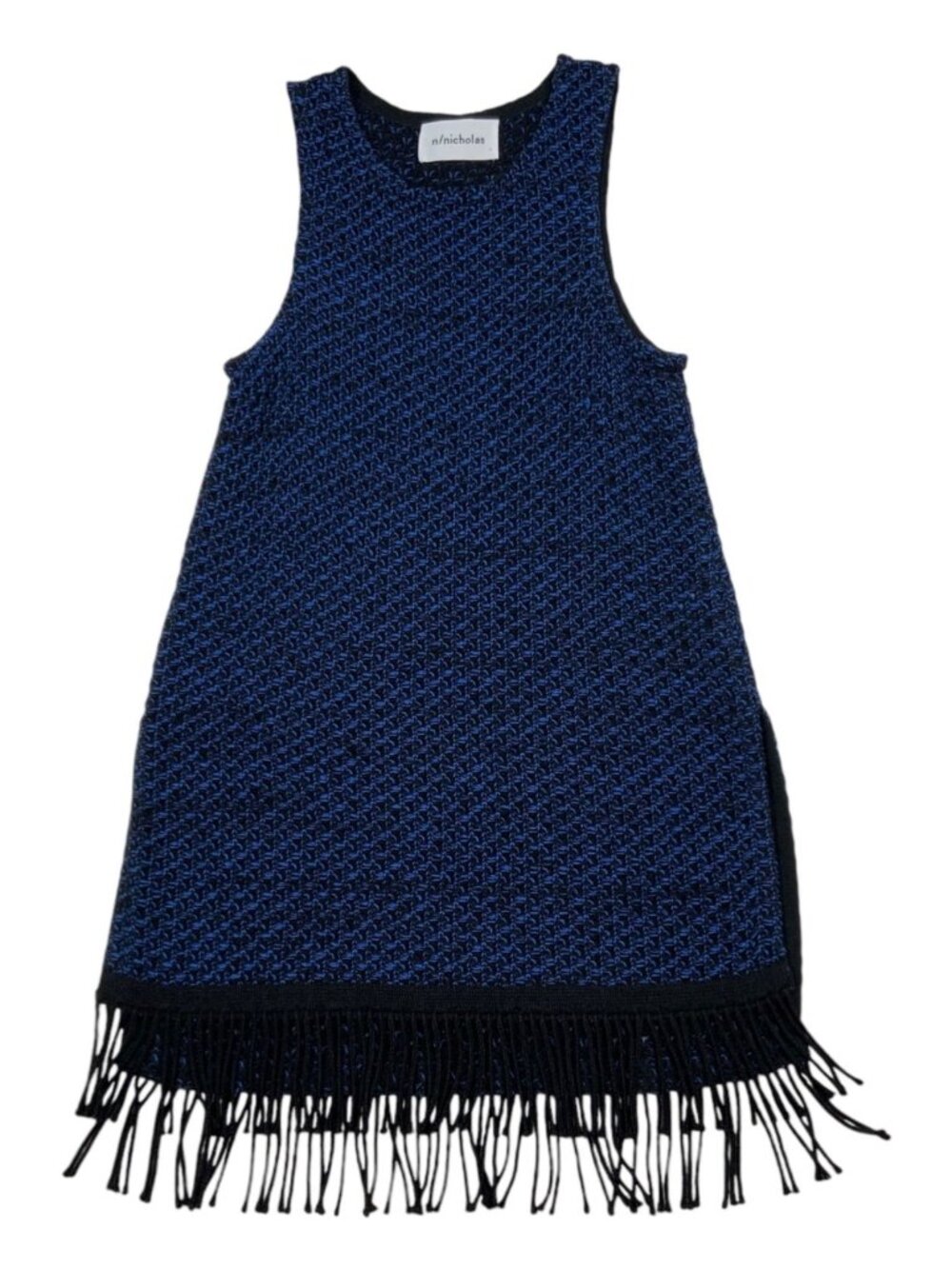 N/Nicholas Knit Fringe Tunic 8 Blue Sleeveless - Picture 15 of 16